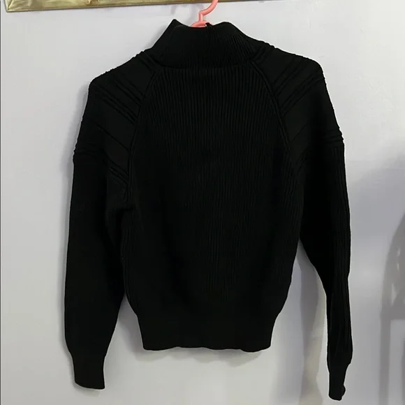 Black Ribbed Zip-Up Sweater - Picture 4 of 7